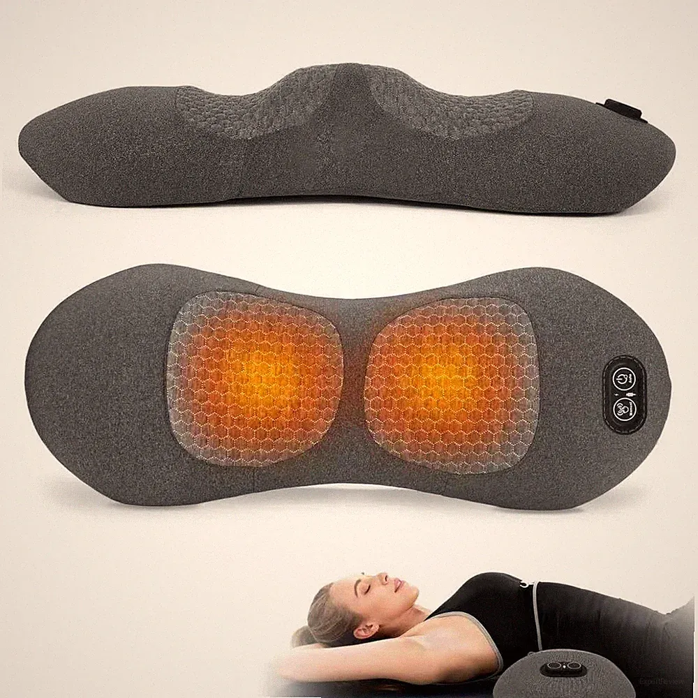 3-in-1 Electric Back Massager Pillow, Rechargeable Lumbar Support Cushion with H