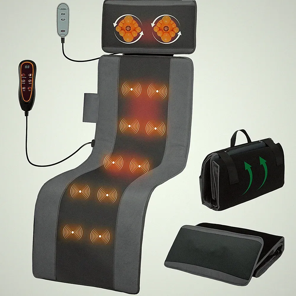 9 Modes Full Body Massage Mat with Heat Detachable Shiatsu Pillow with Remote