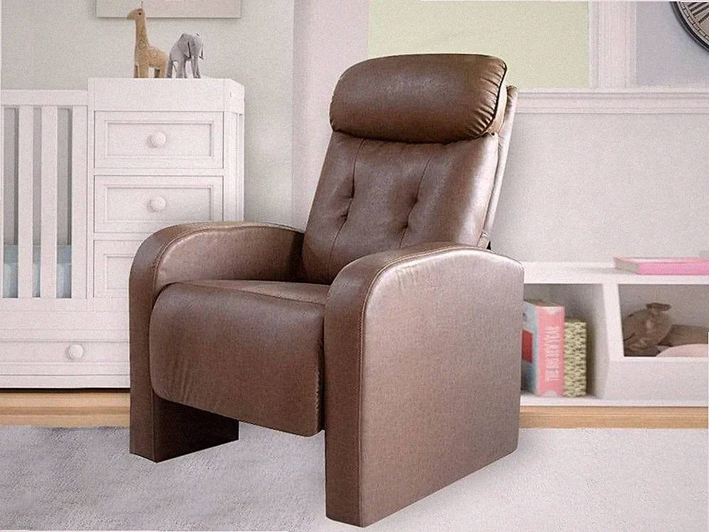 Asher Recliner In Brown Leatherette Comfortabe Soft