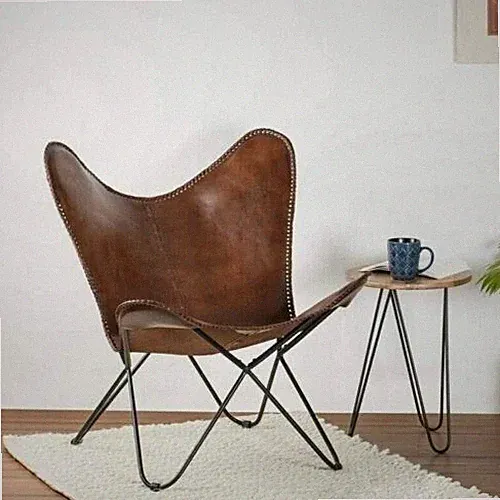 Butterfly Chair Best Quality Realaxing Genuine Leather With Iron Stand