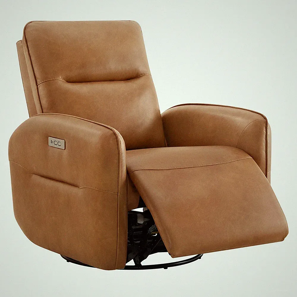 CHITA Faux Leather Power Recliner Chair, Rounded Back Swivel Glider Recliner