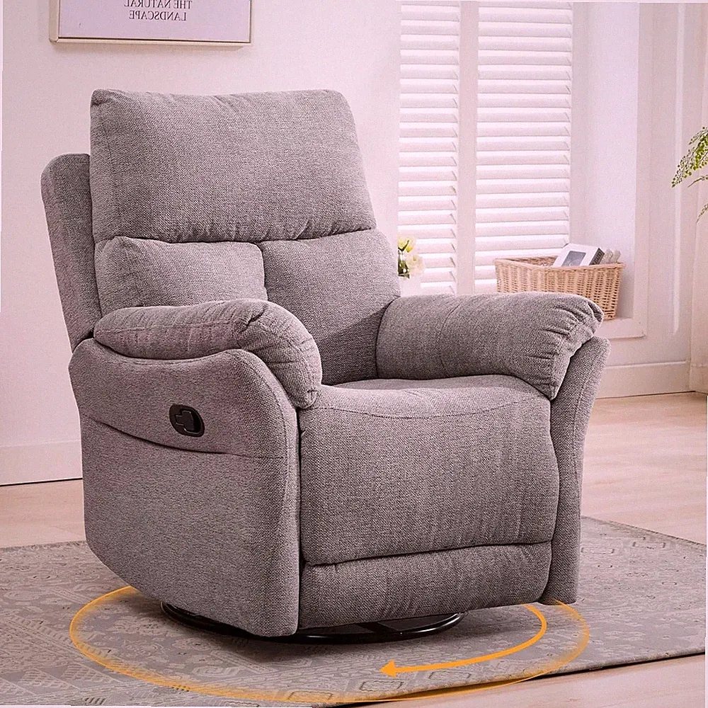 EBELLO 360° Swivel Rocker Manual Recliner Chair Nursery Glider Silver Grey Chair
