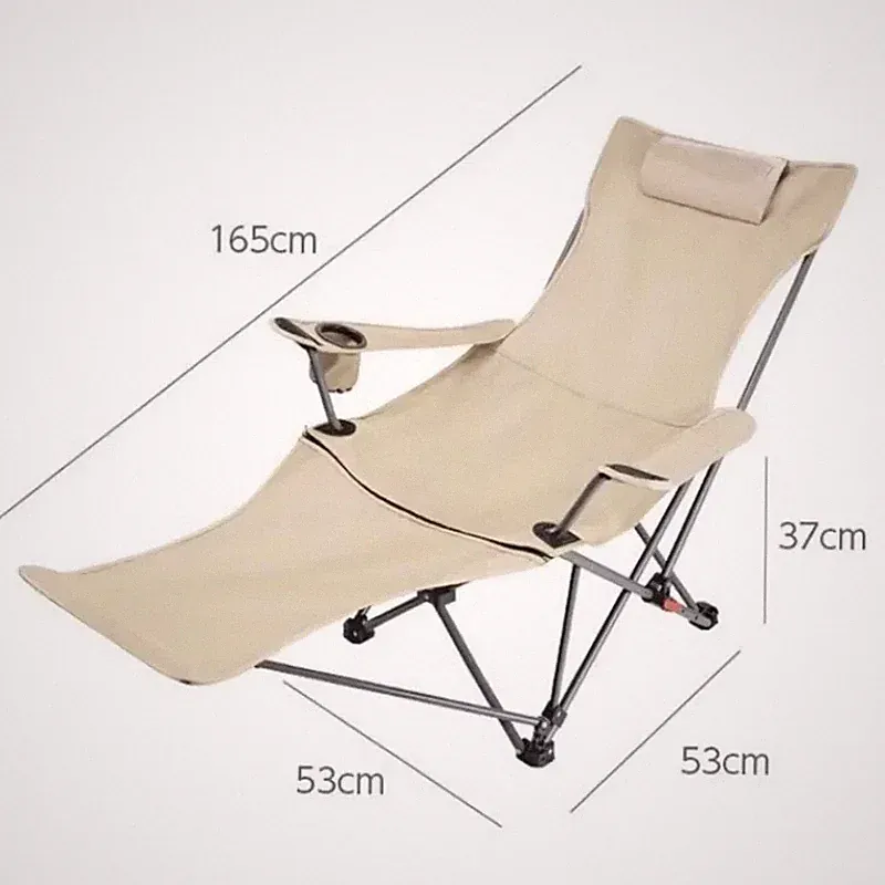 Folding Recliner Portable Camping Chair with Adjustable Backrest and Cotton-Fill