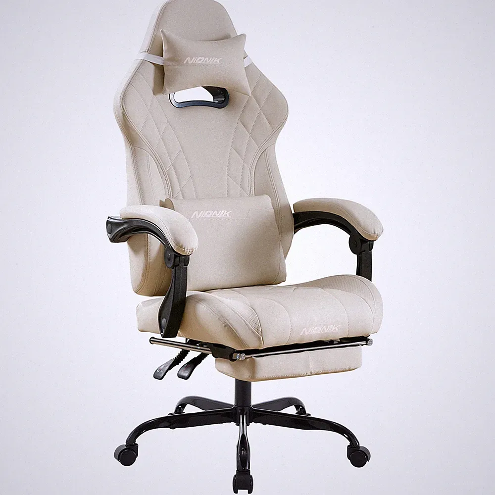Gaming Chair with Footrest and Massage Lumbar Support, Ergonomic Computer Gamer