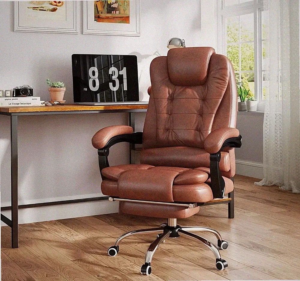 Heated 6 Point Vibration Massage Executive Office Chair High Back Recliner UK