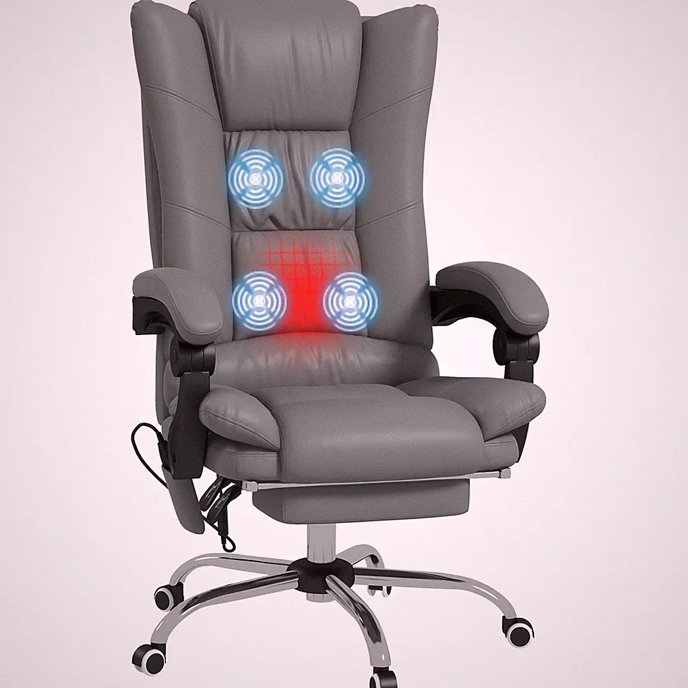 High Back Massage Office Chair with Heating Footrest and Adjustable Height 265LB