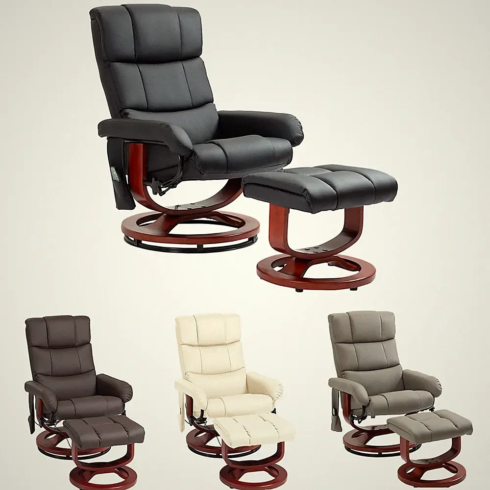 HOMCOM Electric Faux Leather Recliner with Ottoman,10 Vibration Points