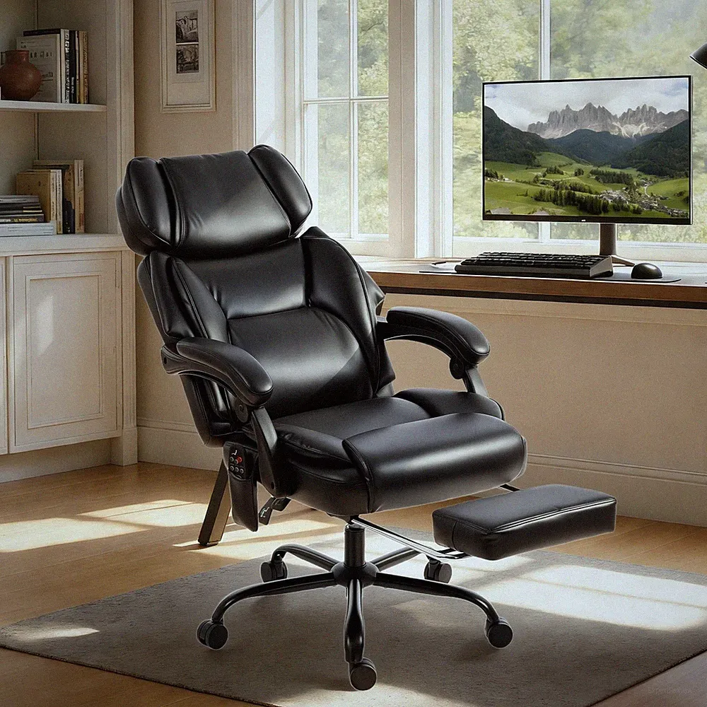 HOMCOM Massage Office Chair with Heat Reclining Function, Black