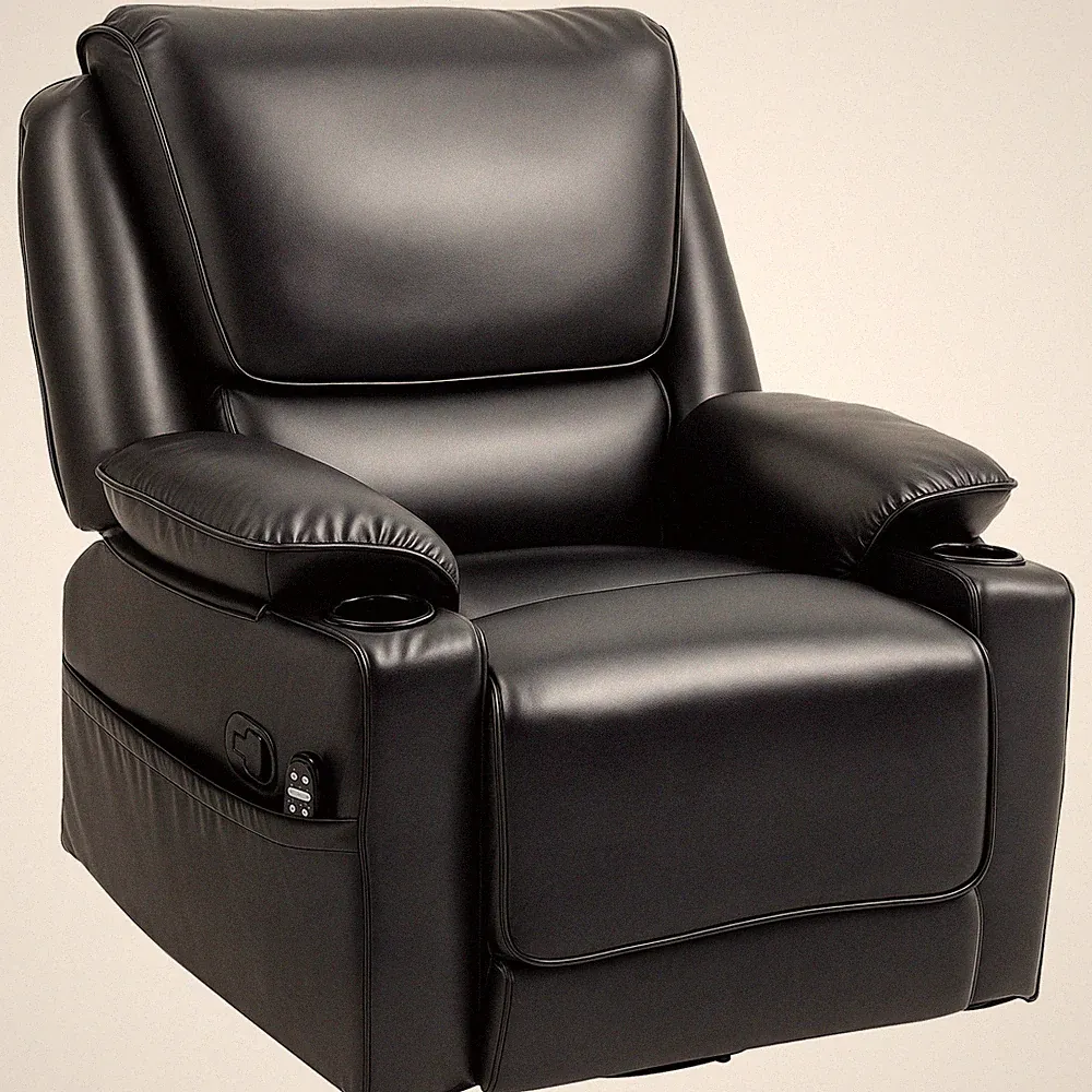 HOMCOM Massage Recliner Chair with Heat, Swivel Rocker with Footrest, Black