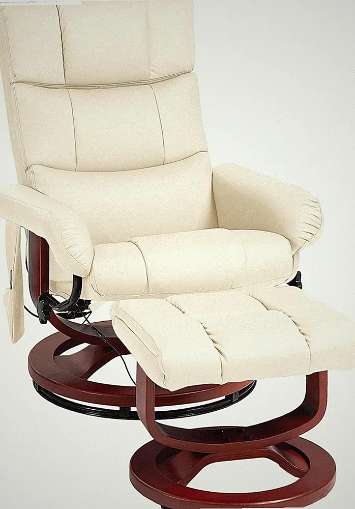 HOMCOM Massage Recliner Chair with Ottoman, Swivel Recliner and Footrest, Faux L