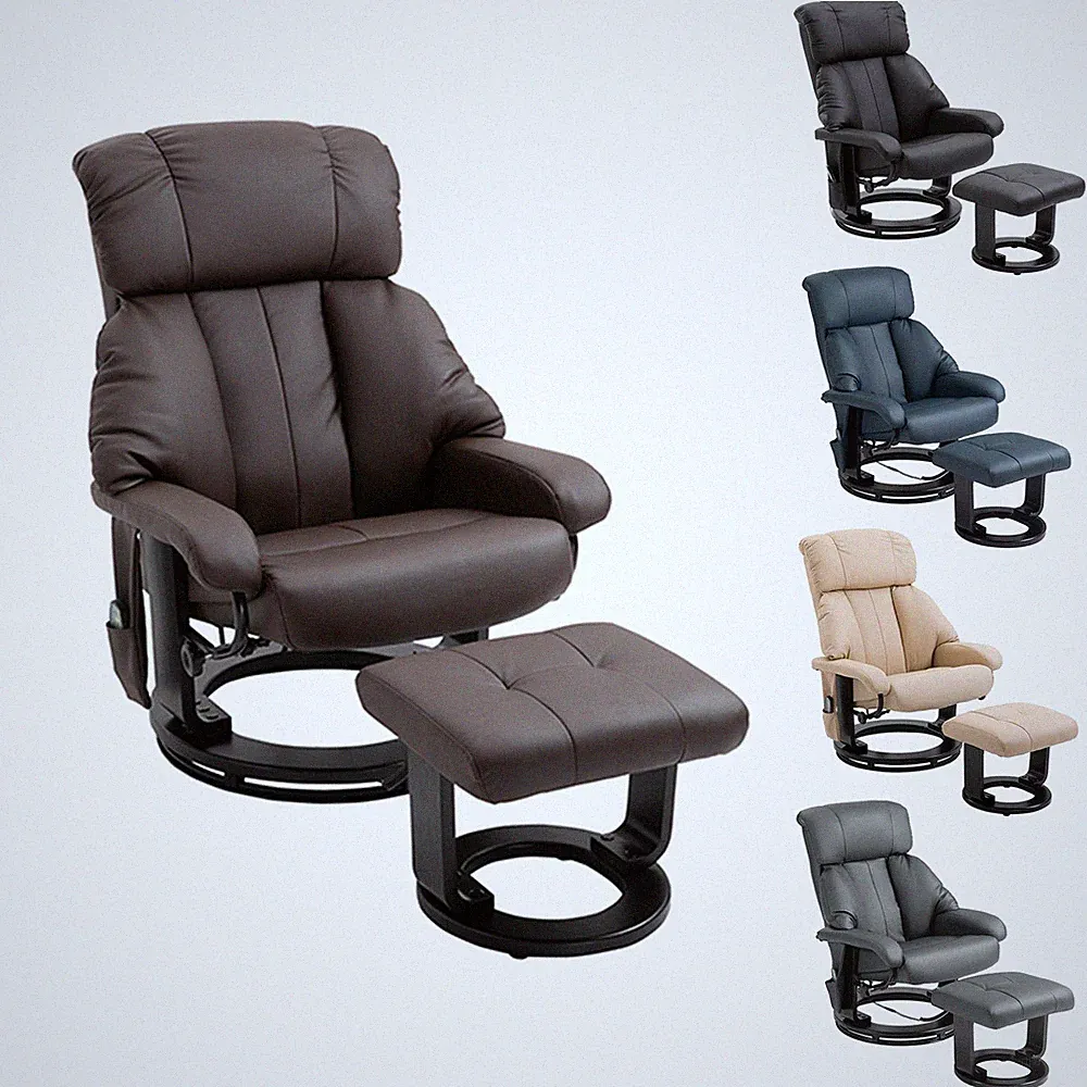 HOMCOM PU Leather Reclining Chair with Side Pocket and Remote Control