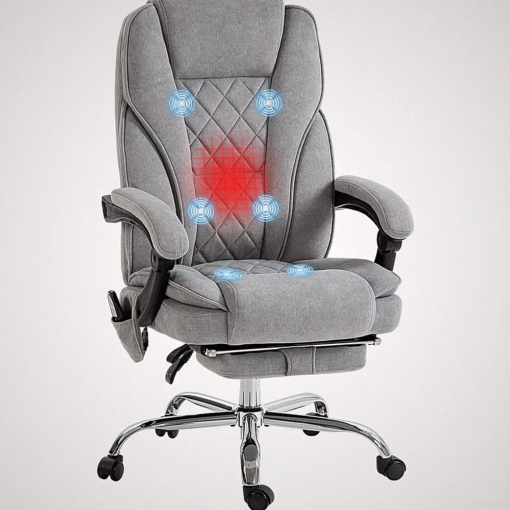 Massage Office Computer Chair Heated Reclining with Adjustable Height Footrest