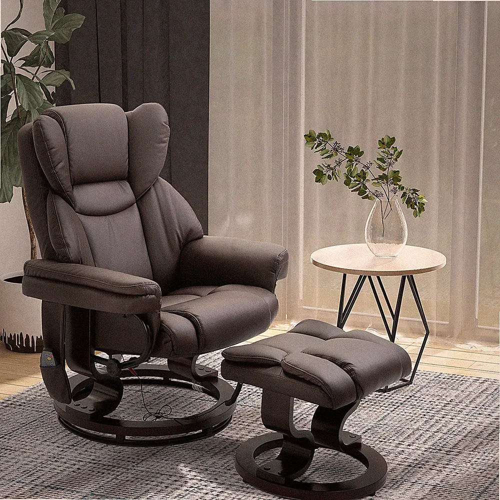 Massage Sofa Recliner Chair with Footrest 10 Vibration Point Faux PU Leather