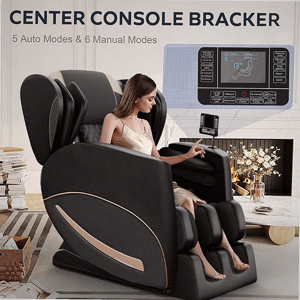 New Full Body Air Pressure Shiatsu Massage Chair Recliner ZERO GRAVITY Black