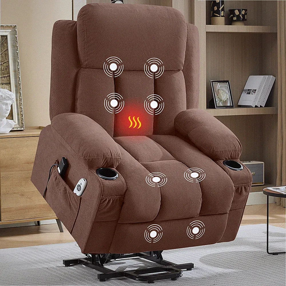 Power Lift Recliner Chair with Heat and Massage Electric Fabric Recliner Chair