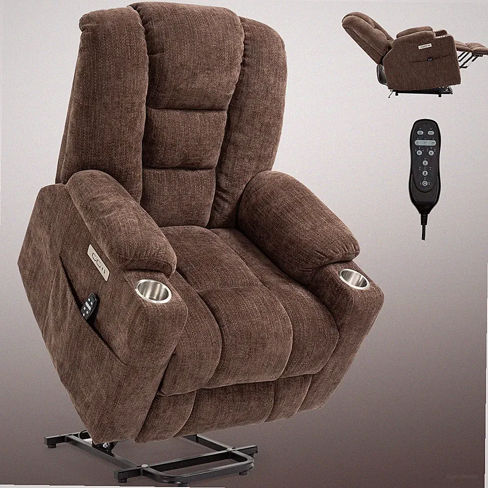 Power Lift Recliner with Massage & Heat for Elderly, USB-C, Cup Holders