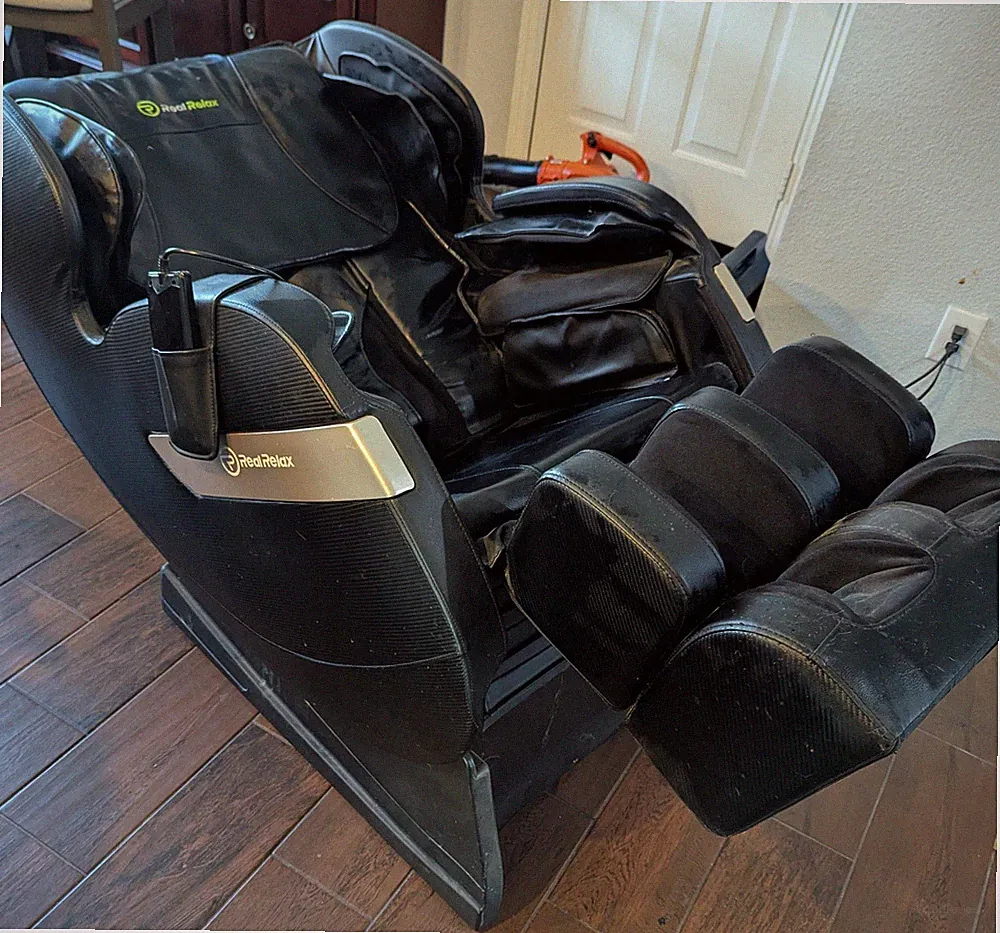 Real Relax Electric Massage Recliner Chair Black Faux Leather Remote Control