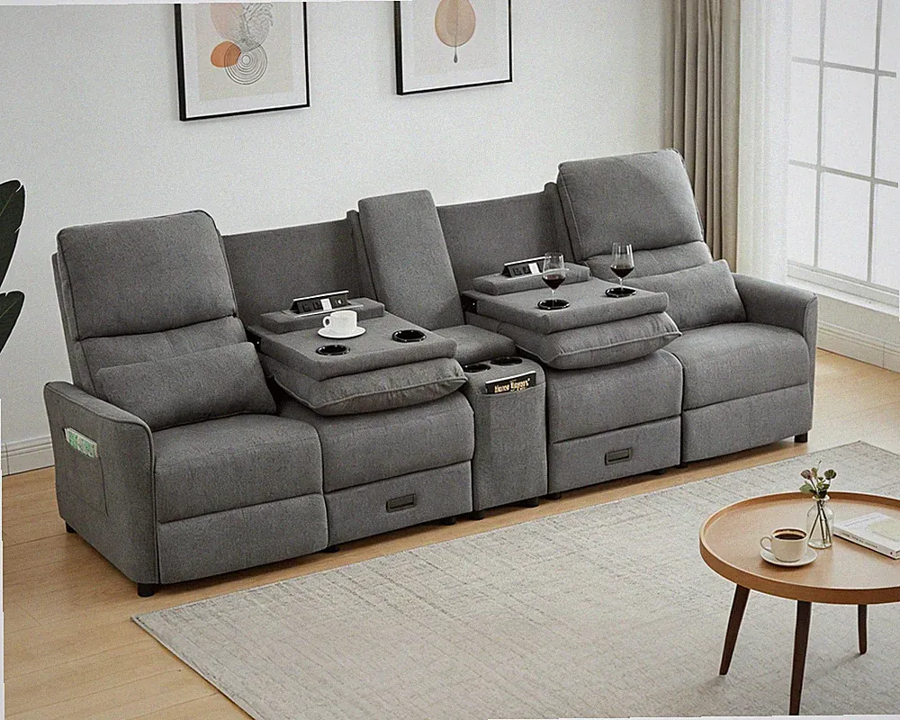 Recliner Loveseat Manual Recliner Couch with Console&Storage Drawer&Cup Holders