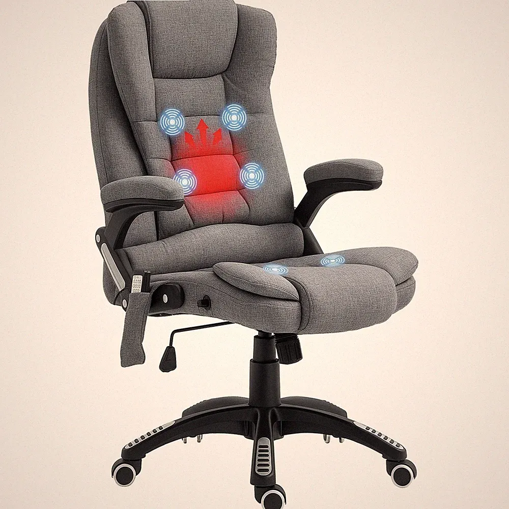 Vinsetto Office Chair with Heating Massage Points, Relaxing Reclining, Grey