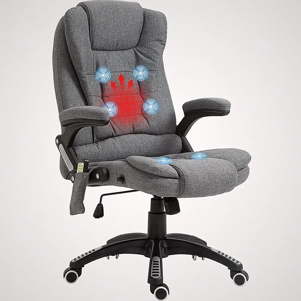 Vinsetto Office Chair with Heating Massage Points, Relaxing Reclining, Grey